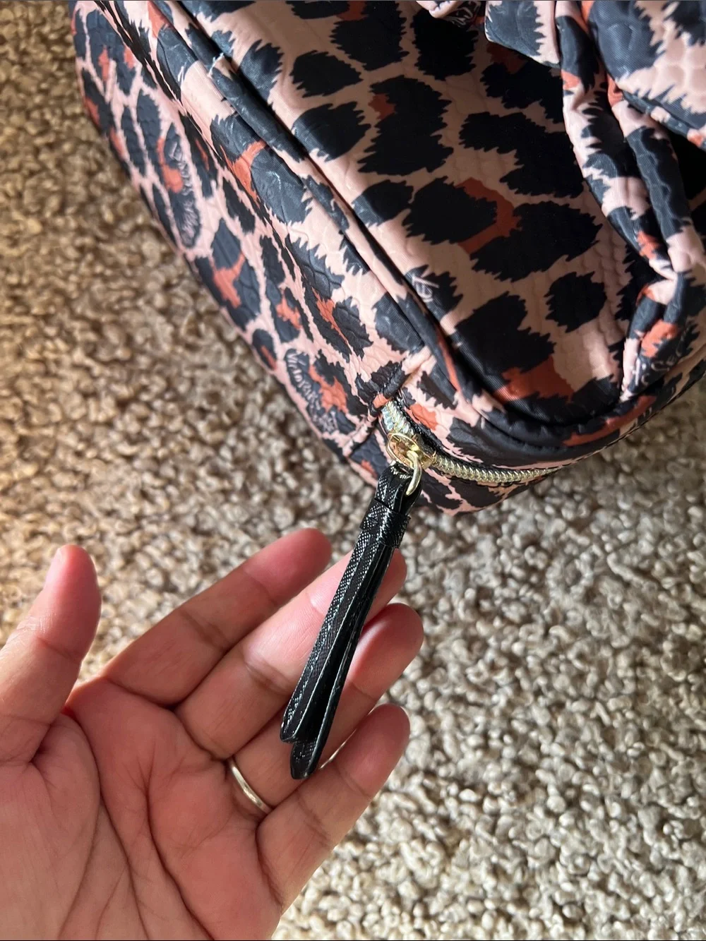 Victoria's Secret Black & Dusty Rose Leopard Print Cosmetic Case